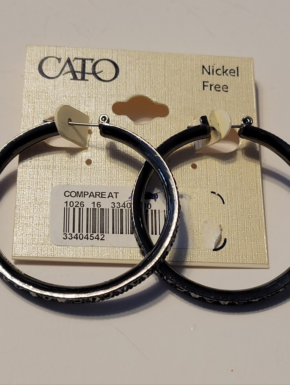 CATO Black and Silver Hoop Earrings